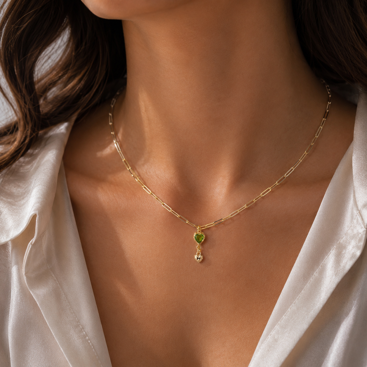 Heart Drop Paperclip Necklace