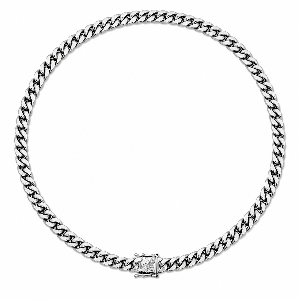 Classic Cuban Chain Necklace – Silver Tone ✨