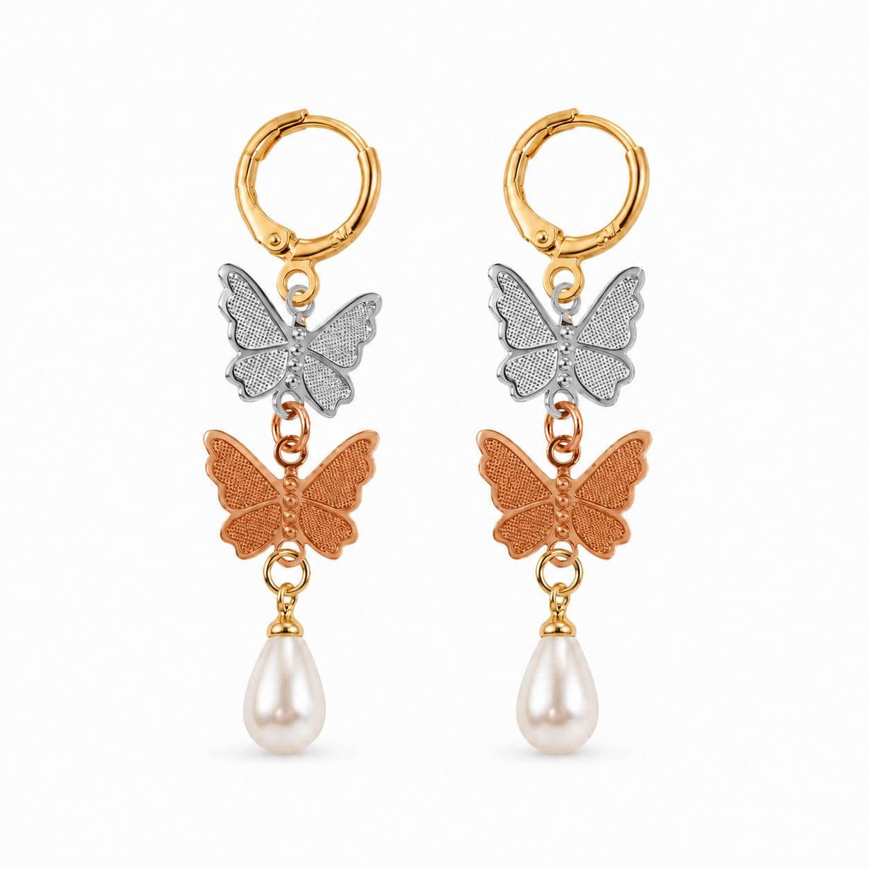 Butterfly Pearl Drop Earrings