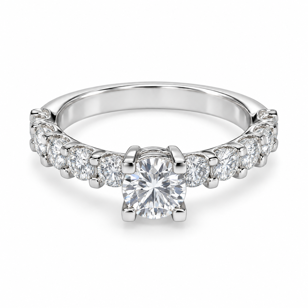 Luxe solitaire half stone Silver color Ring