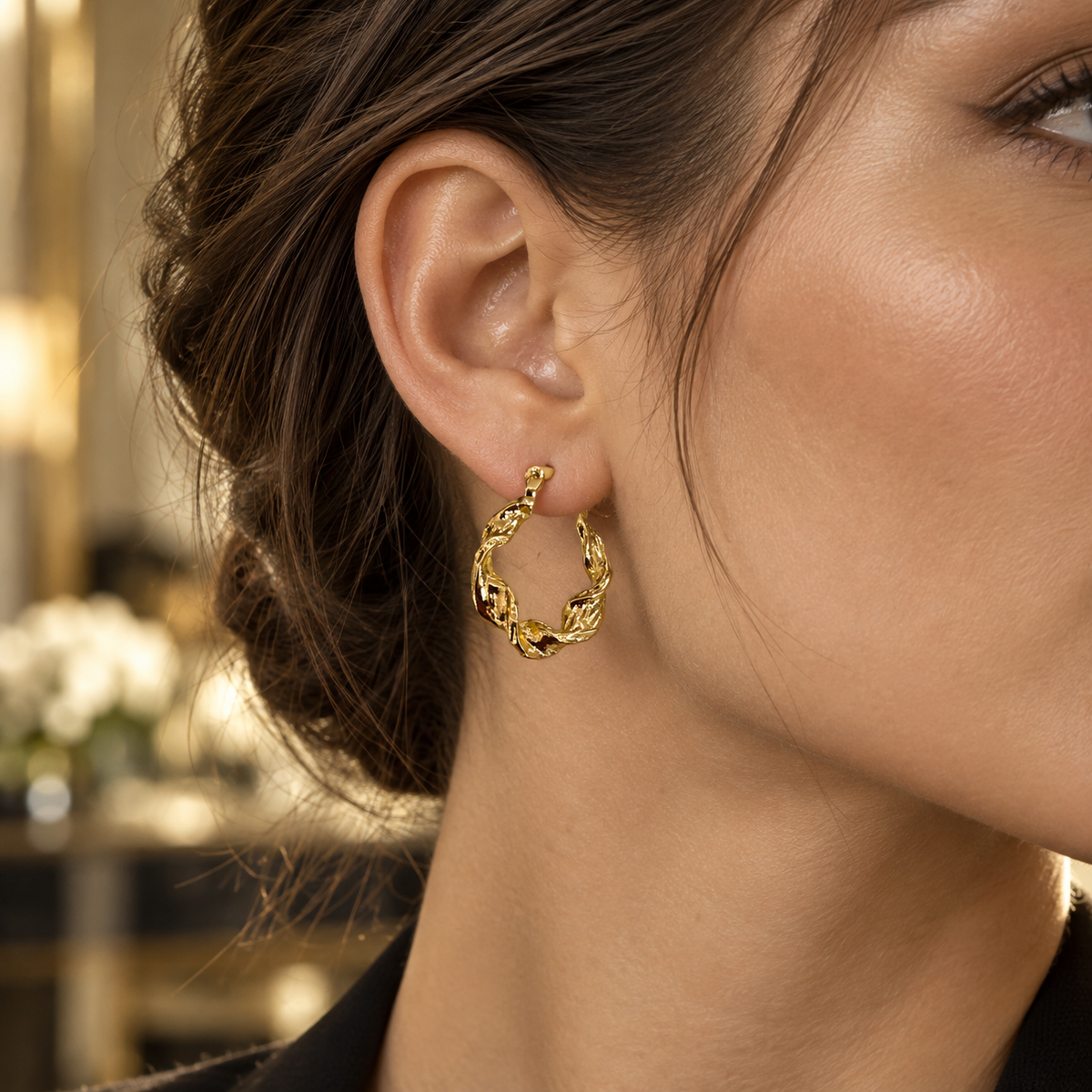 Sculpted Twist Hoop Earrings