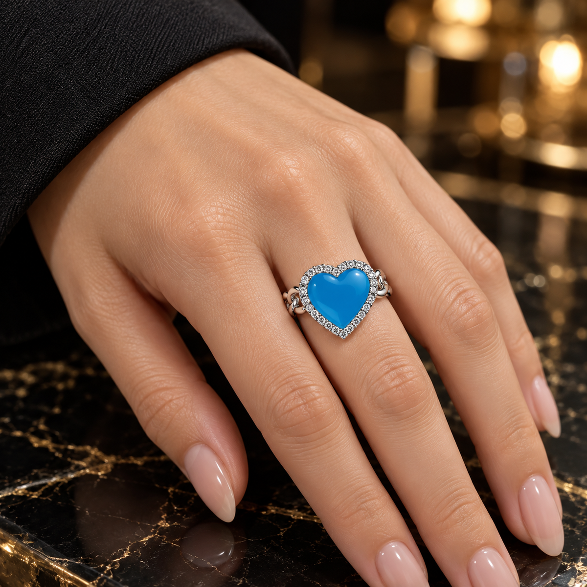 Enchanted Heart Chain Rings – Silver Finish