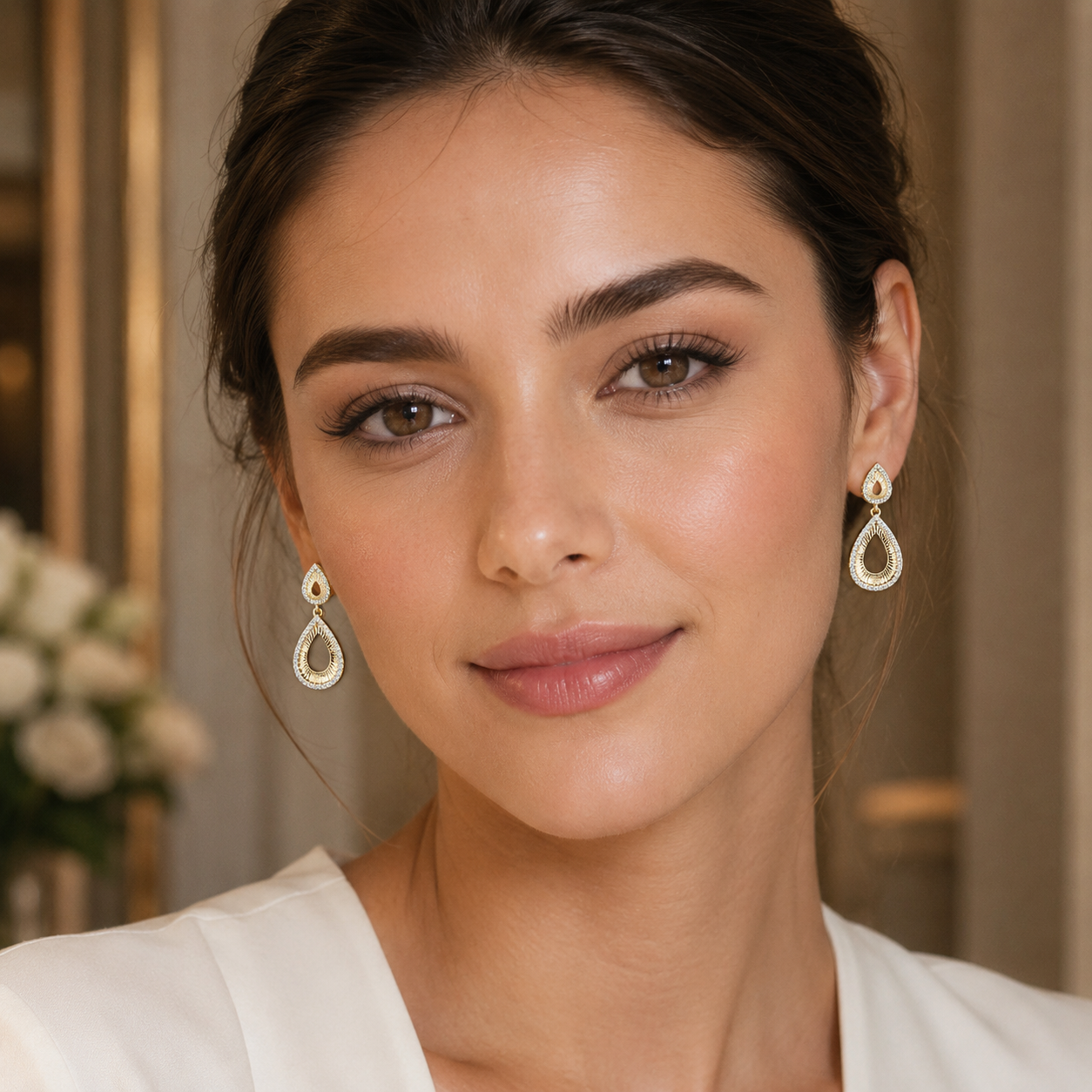 Teardrop Pavé Drop Earrings