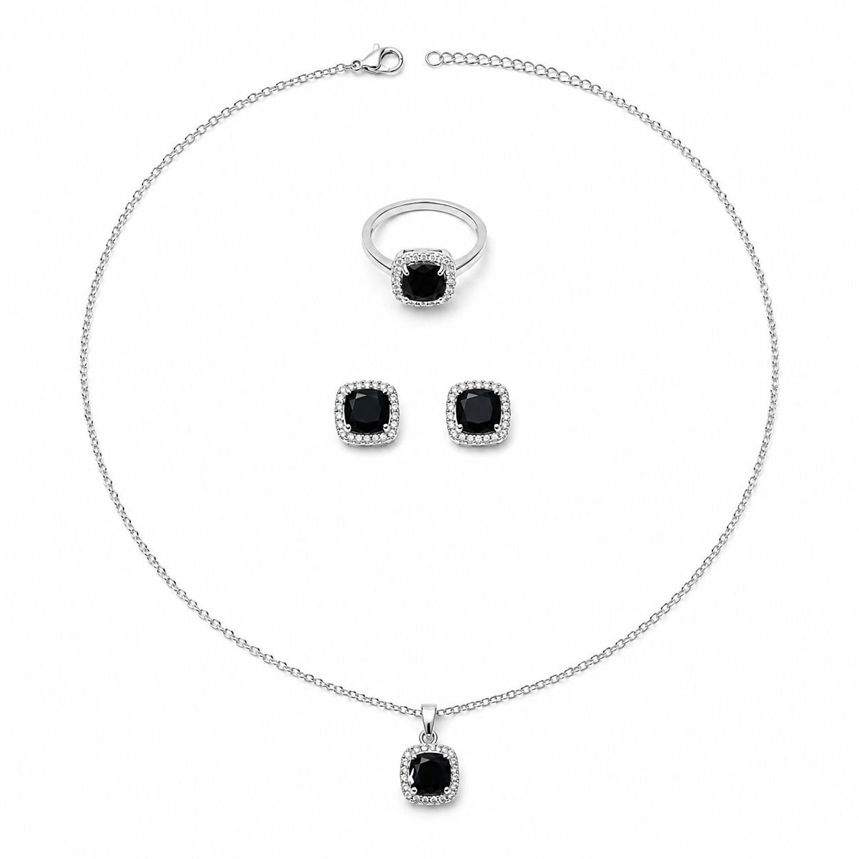 Midnight Elegance Set – Silver & Onyx 💎✨