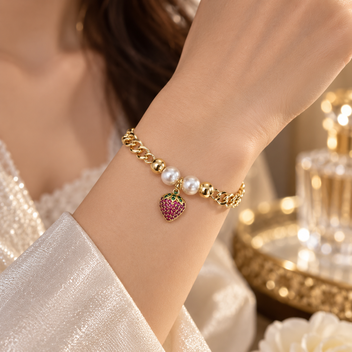 strawberry pearl bracelet