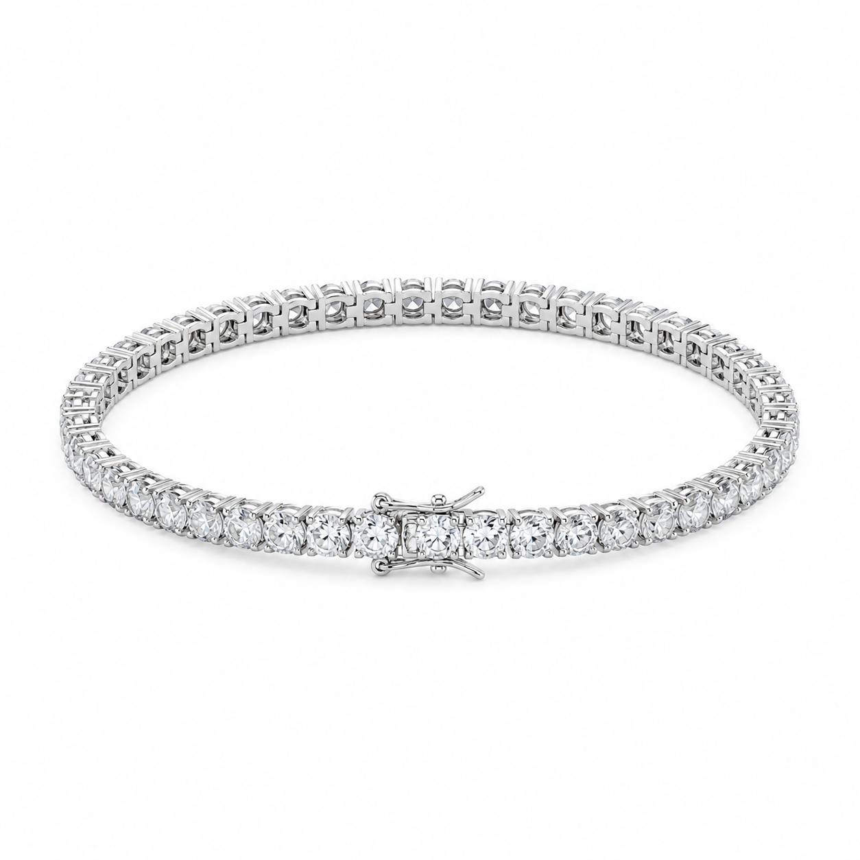 stainless steel Cubic Zirconia silver color Tennis Bracelet (4mm )