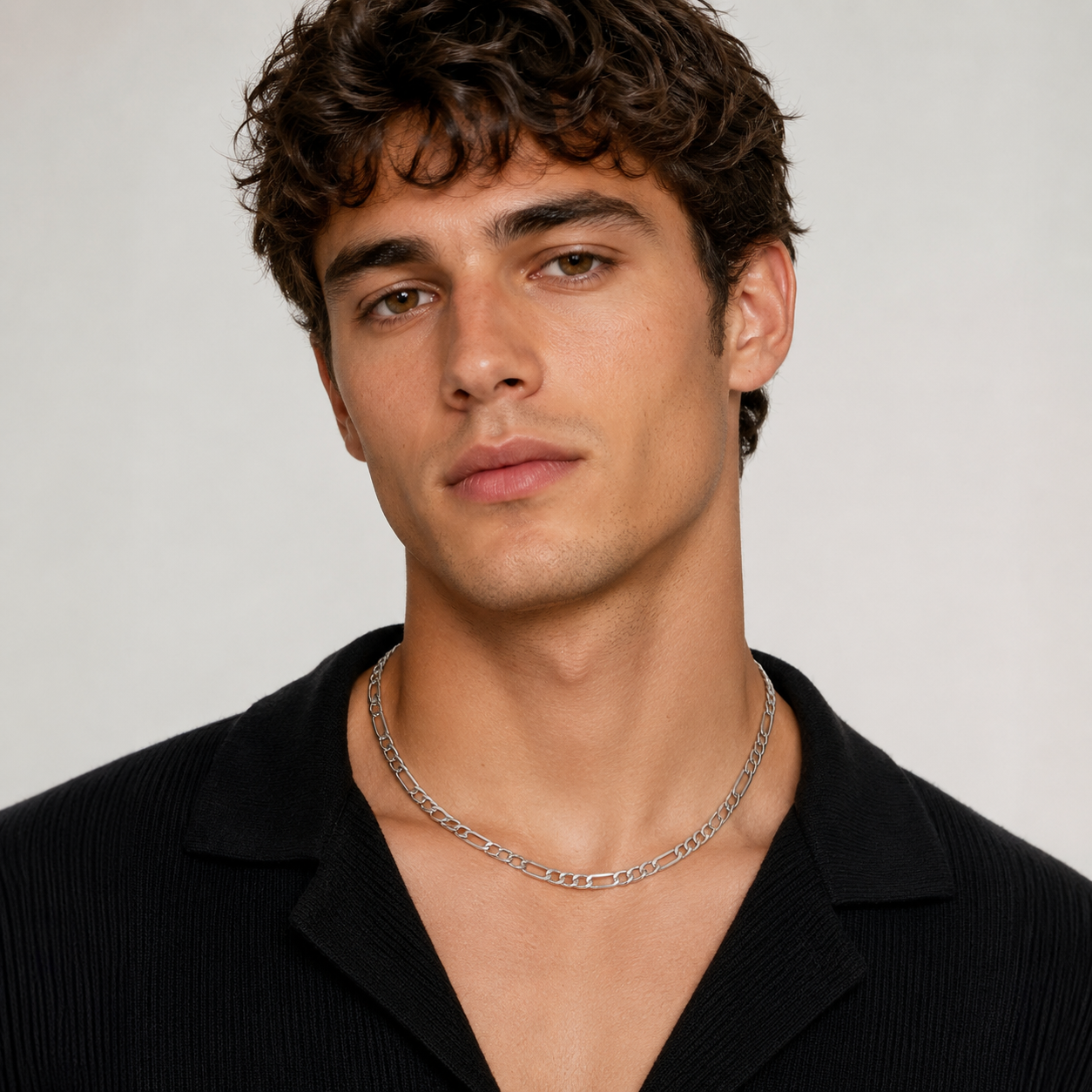 Classic Figaro Chain Necklace – Men’s Silver(45cm)