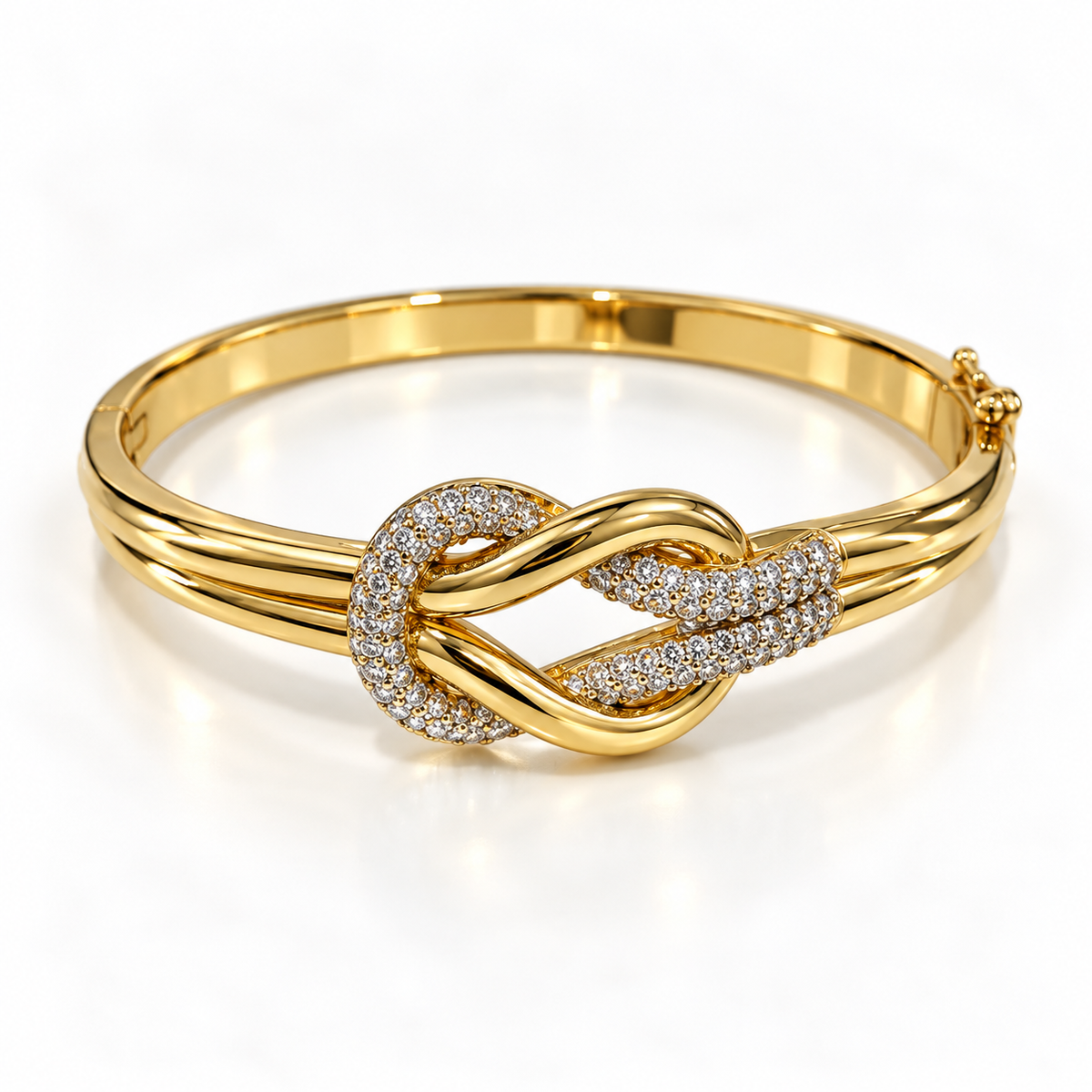 Gold Knot Pavé Bangle – Timeless & Elegant