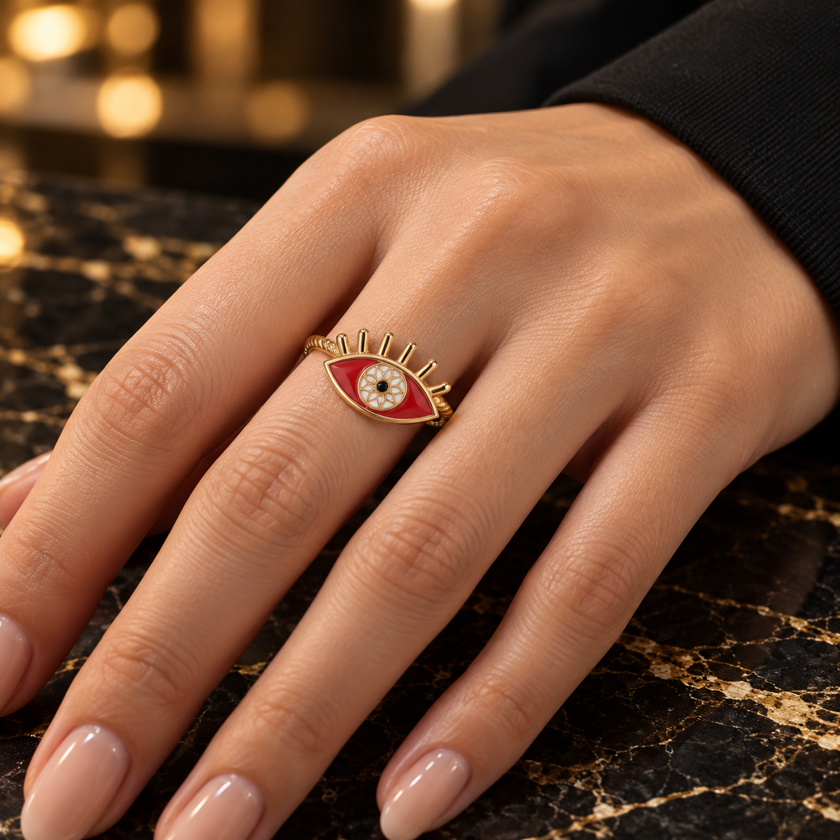 Crimson Eye Ring – Gold & Red