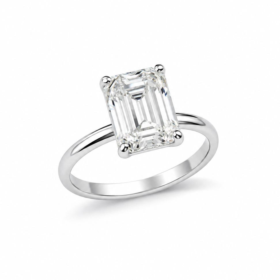 silver 925 Emerald-Cut Crystal Ring – Silver Radiance | Poshewix