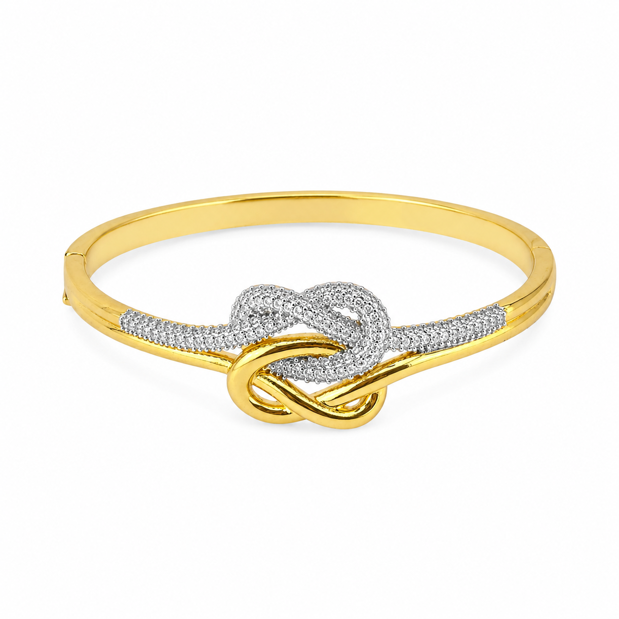 Gold Infinity Knot Pavé Bangle – Symbol of Endless Love