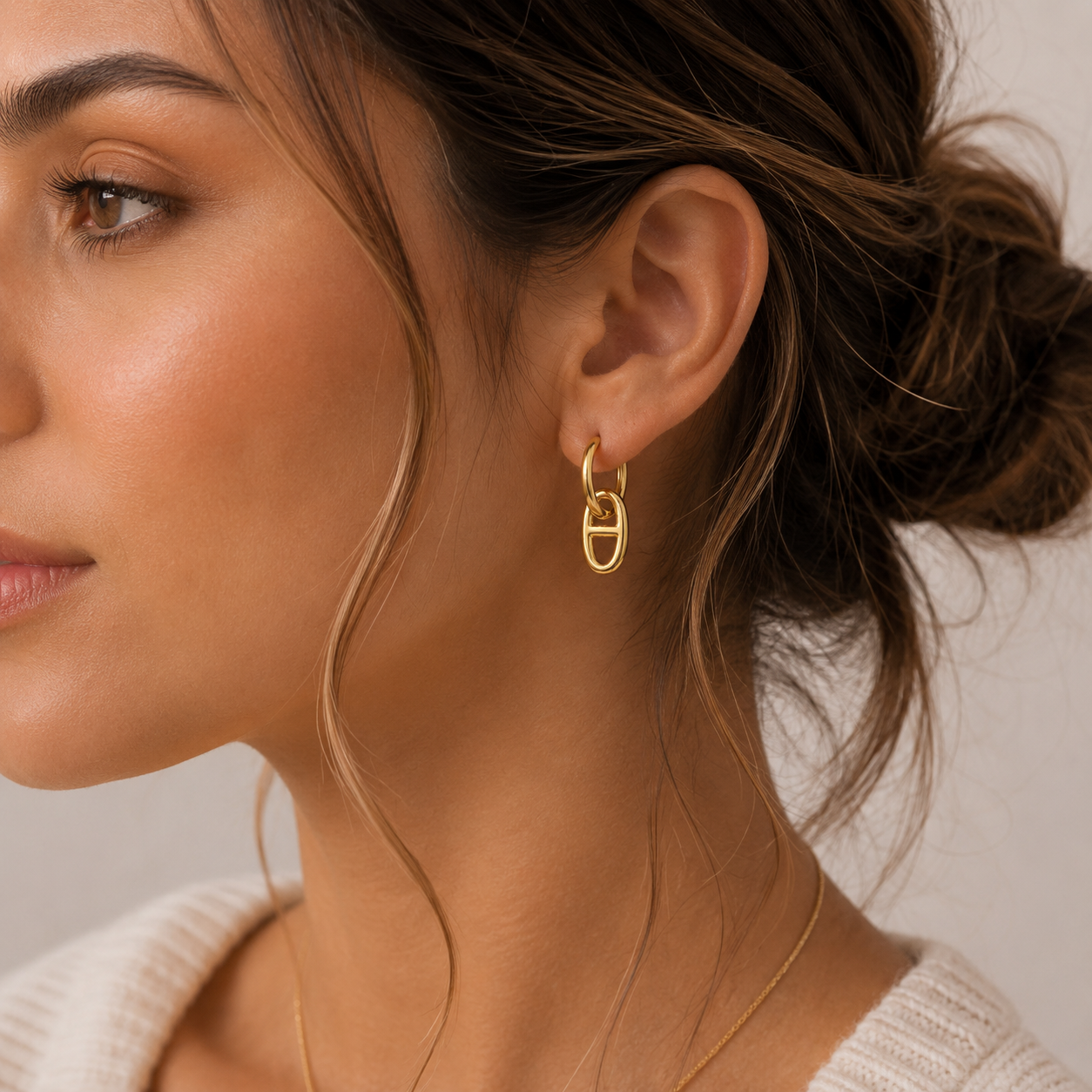 Oval Link Hoop Earrings