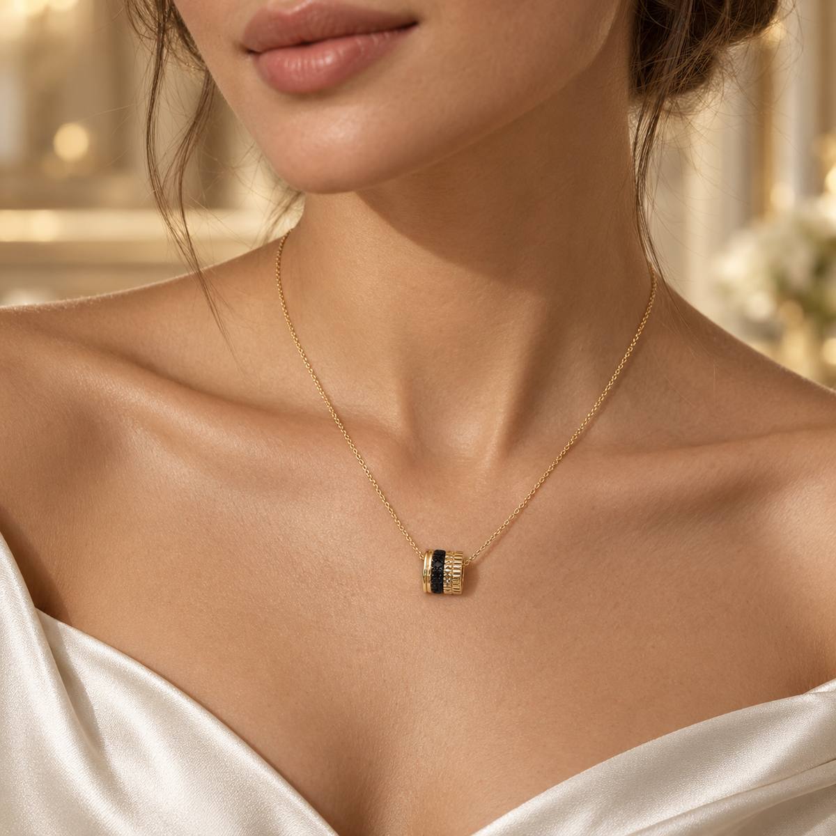 Bocheron-e Black Accent Barrel Pendant Necklace