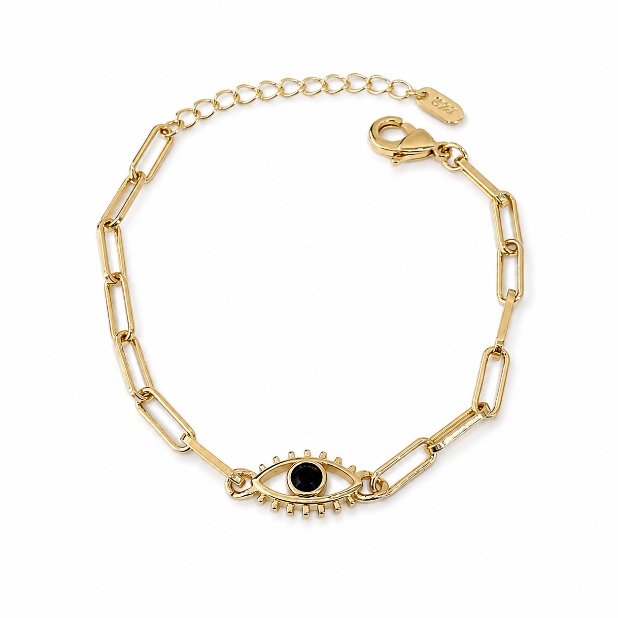 Black Evil Eye Paperclip Bracelet