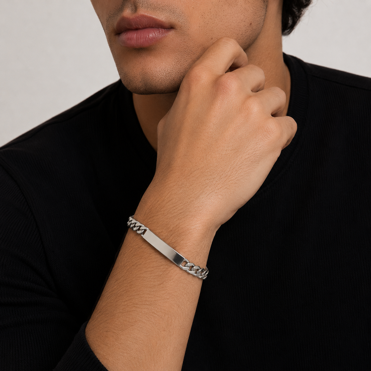 Silver 925 strip mirror bold Identity Bracelet