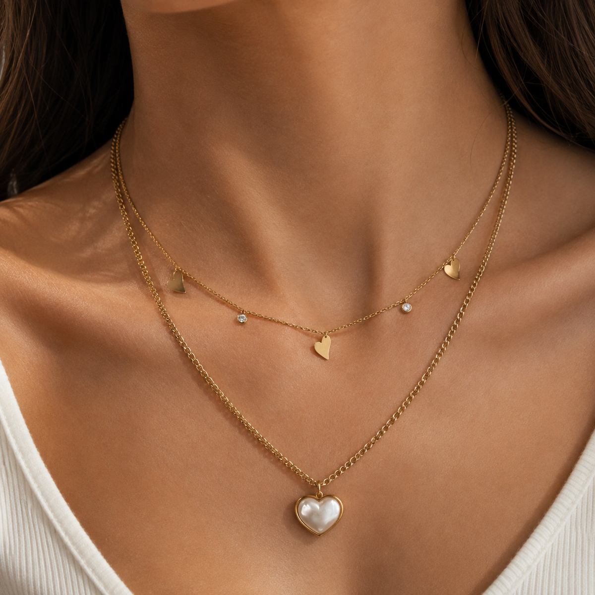 🤍 Double Heartbeat Layer Necklace | Poshewix – view 2