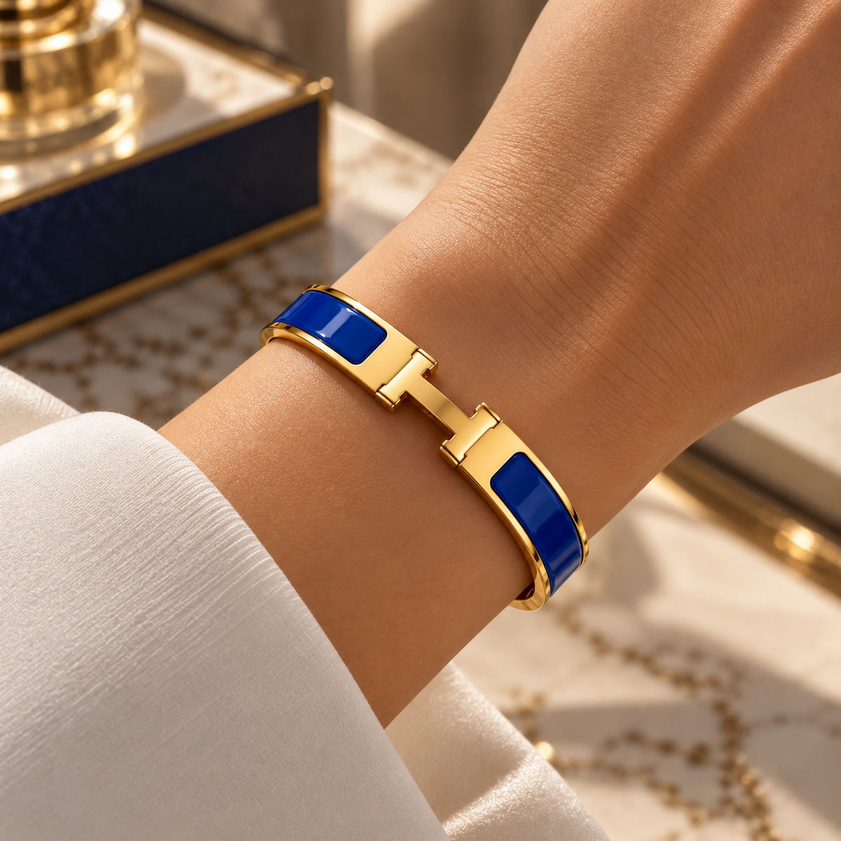 Tangerine Enamel Interlock Bangle