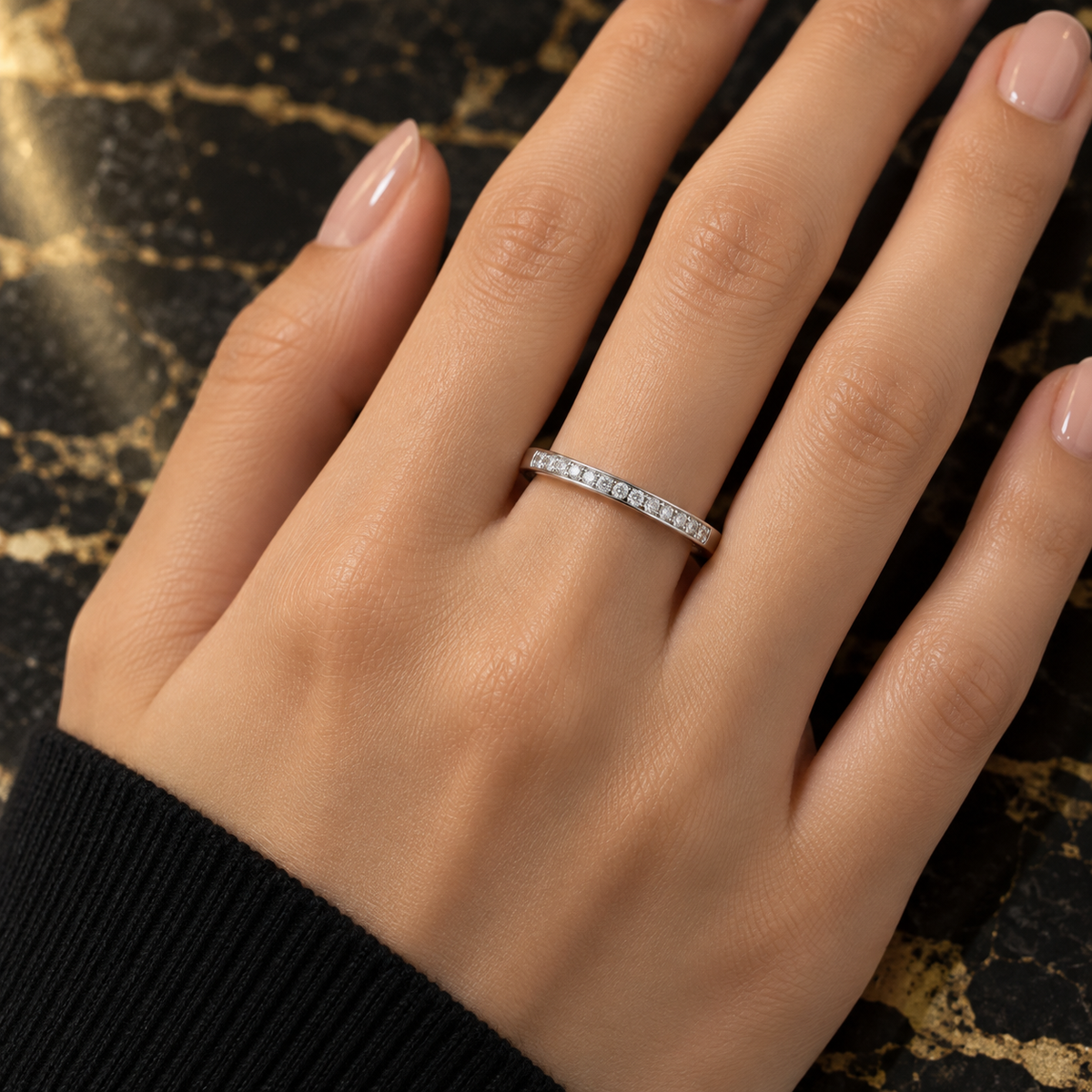 S.steel Slim Sparkling Band Ring