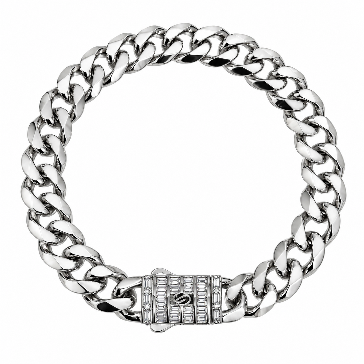 Monac-o Crystal-Clasp Cuban Link Bracelet(thick and thin)