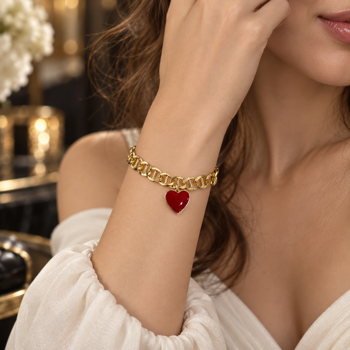 Red Heart Charm Bracelet – Bold Love Edition