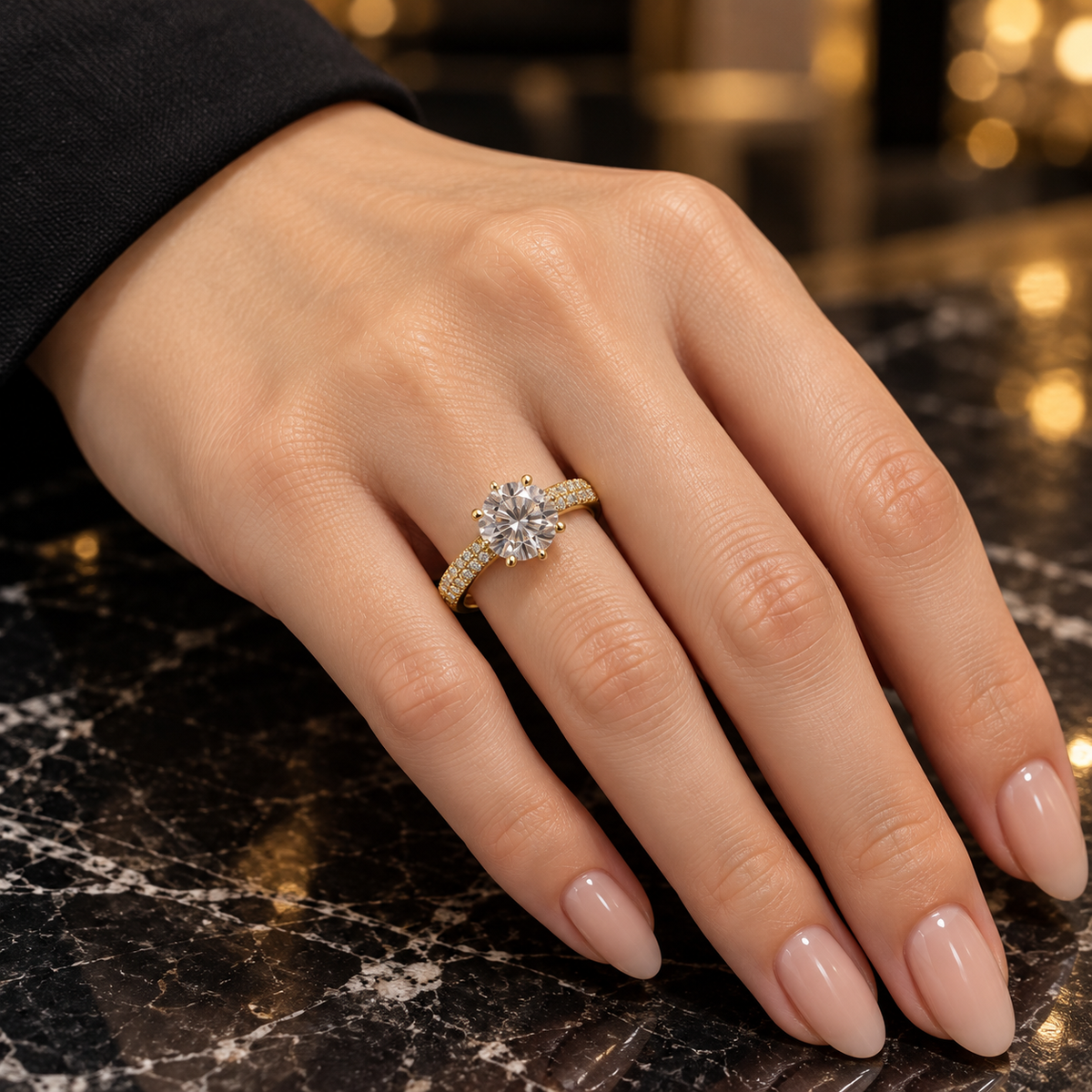 golden Luxe Crown Solitaire Ring