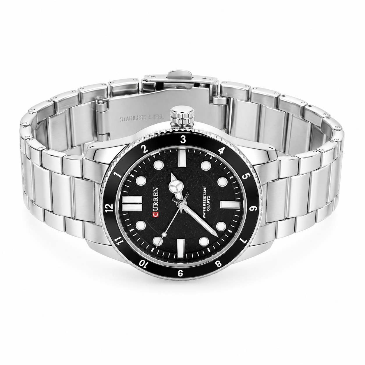 ⌚ Curren Classic Silver Watch – Stainless Steel Quartz | Black Dial(man)