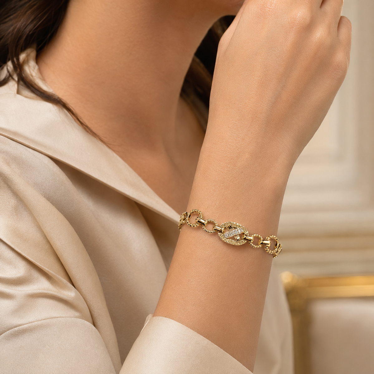 Crystal Oval Centerpiece Bracelet