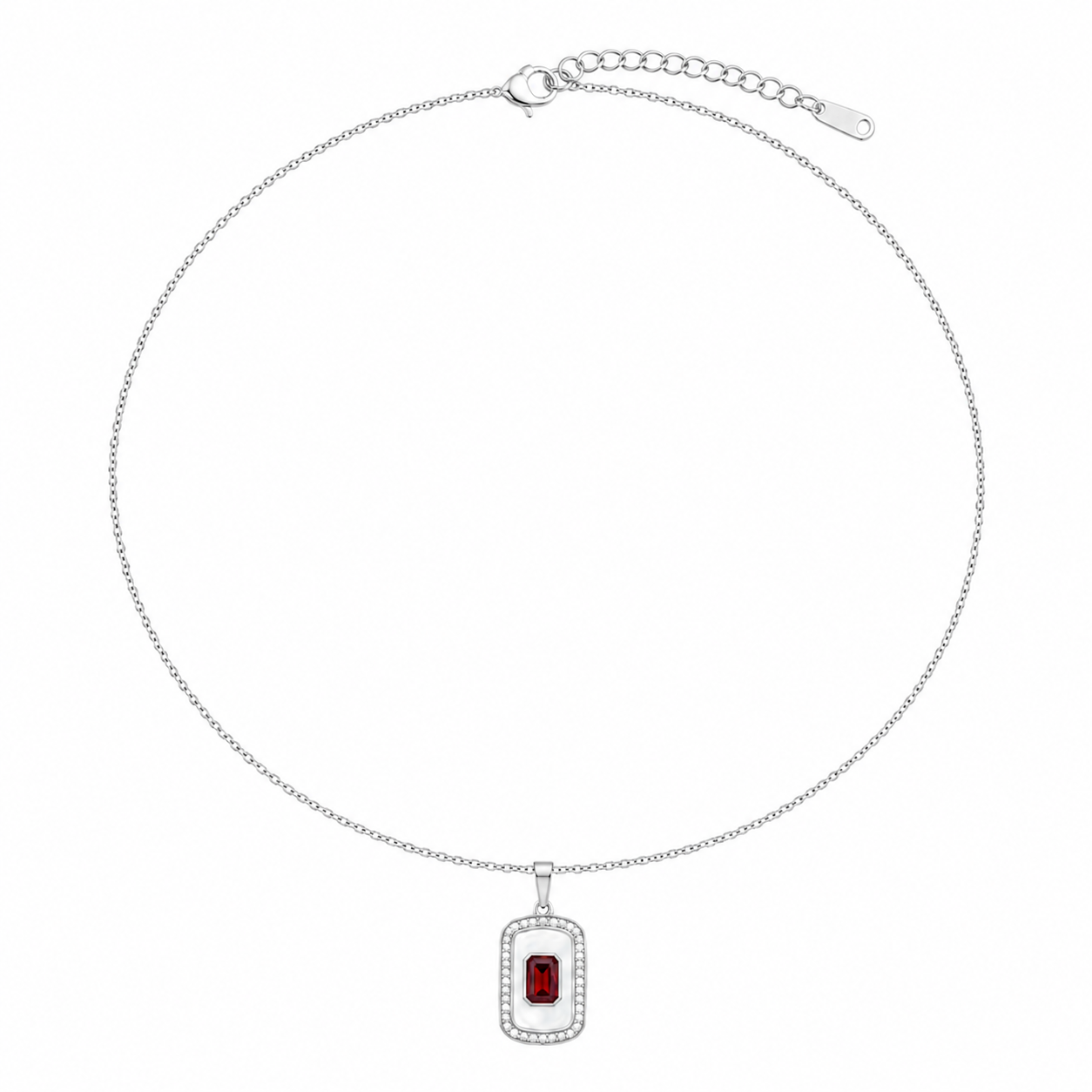 🔴 Ruby Luxe Silver Necklace