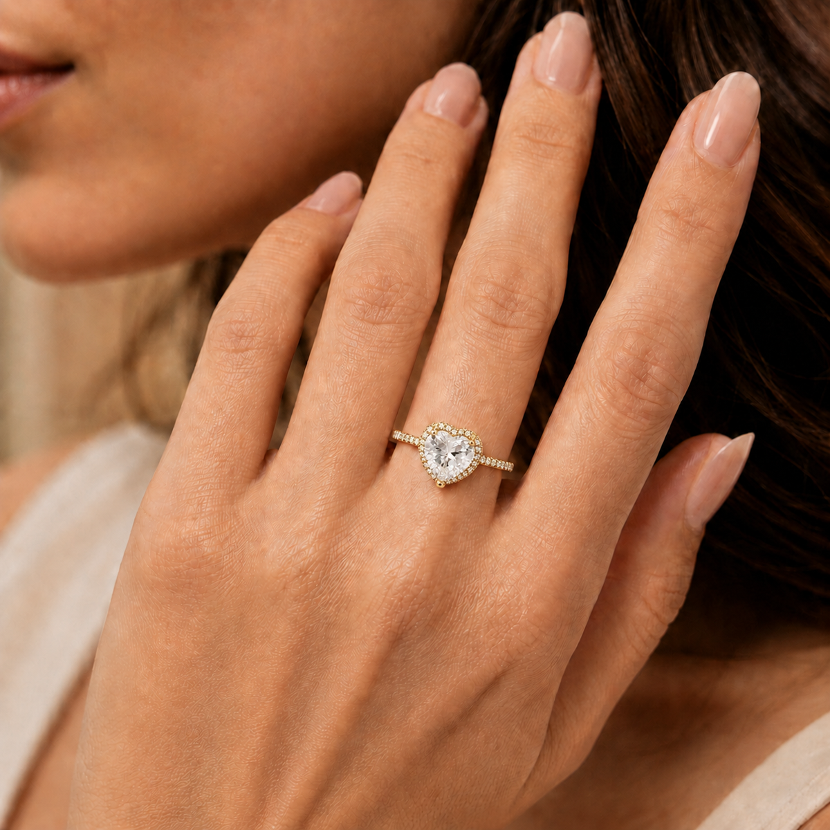 Crystal Heart Solitaire promise Ring