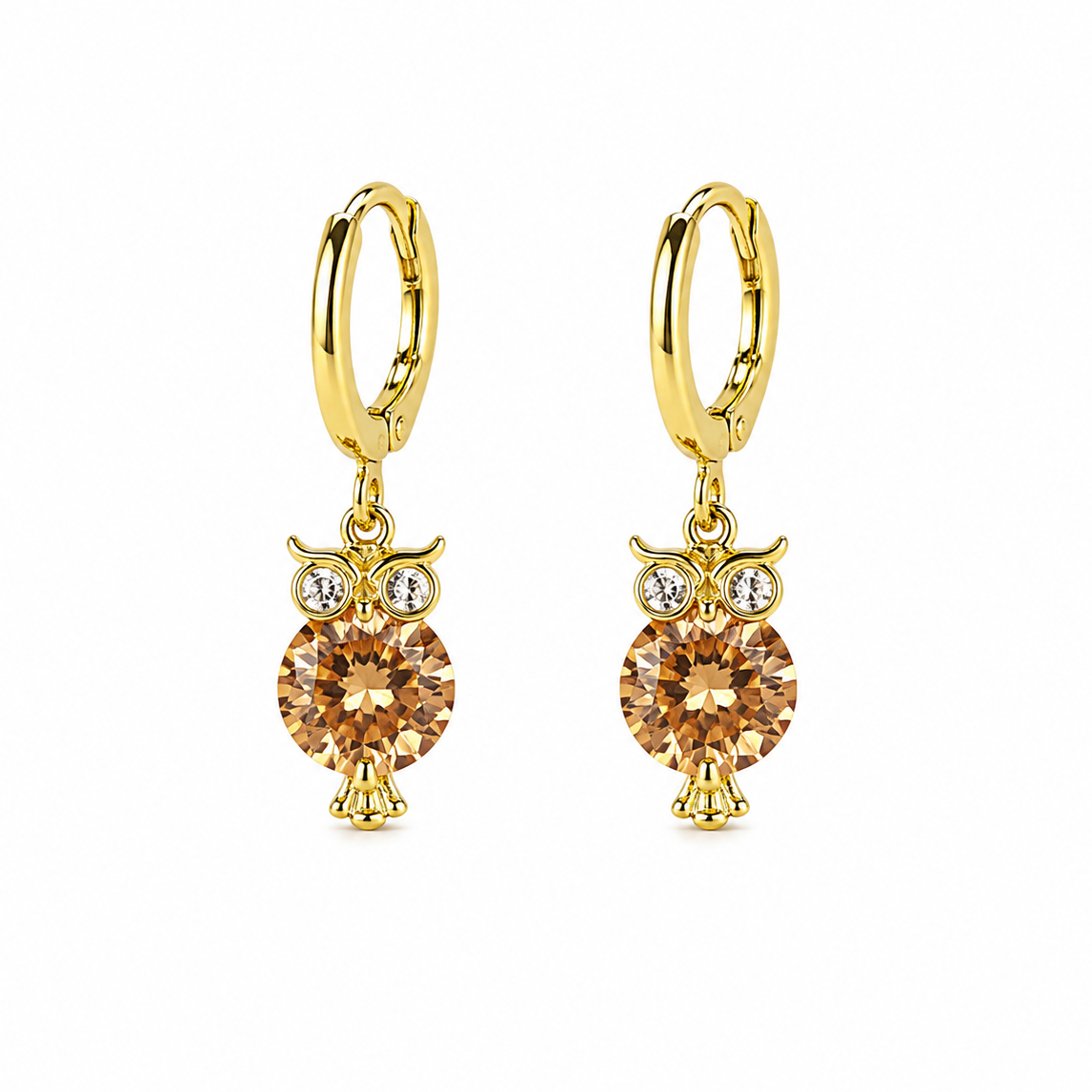 Crystal Owl Huggie Earrings