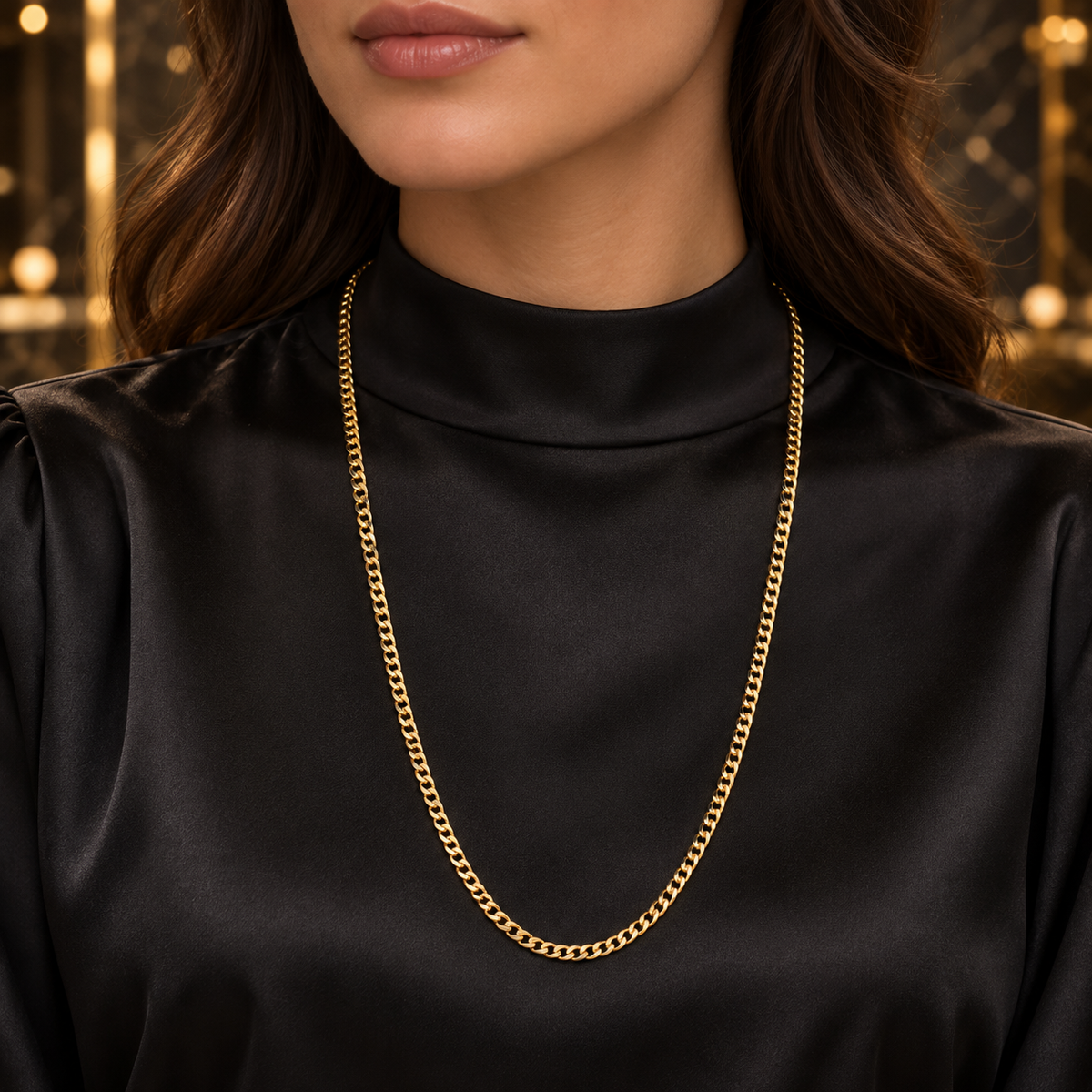 Curb Chain Necklace – Classic Golden Shine