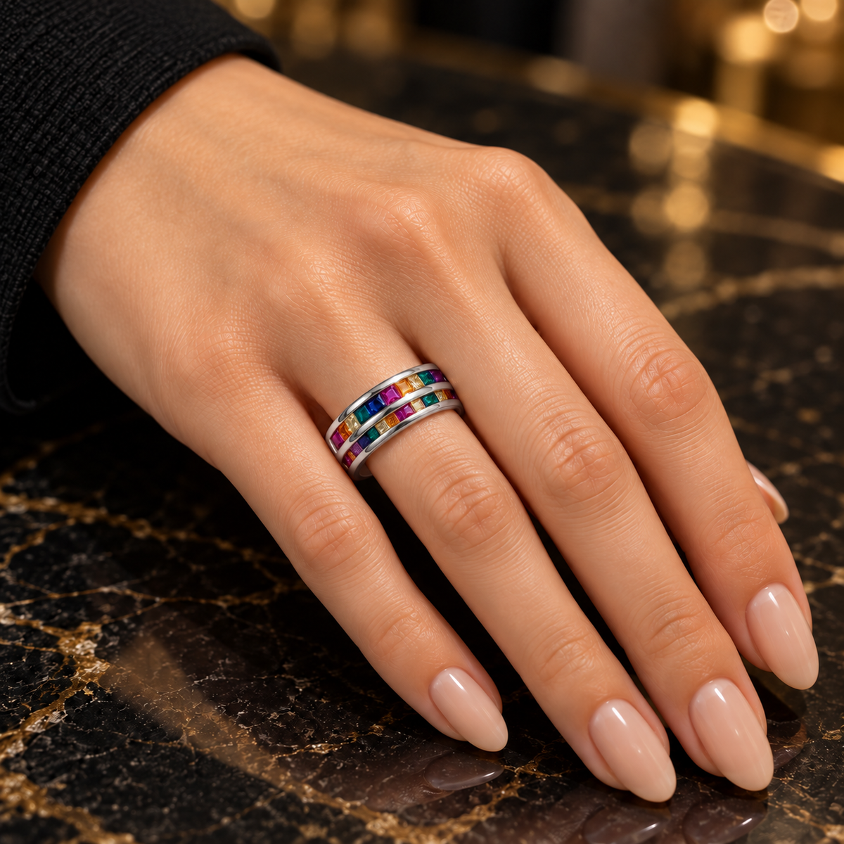 Rainbow Stack Band Ring