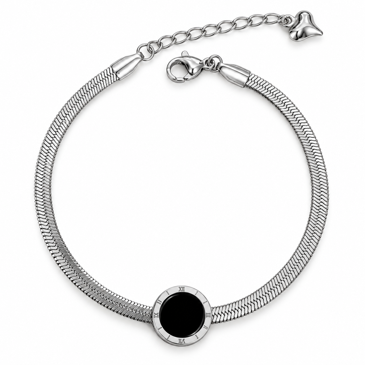 S.steel Silver-Tone Roman Numeral Bracelet
