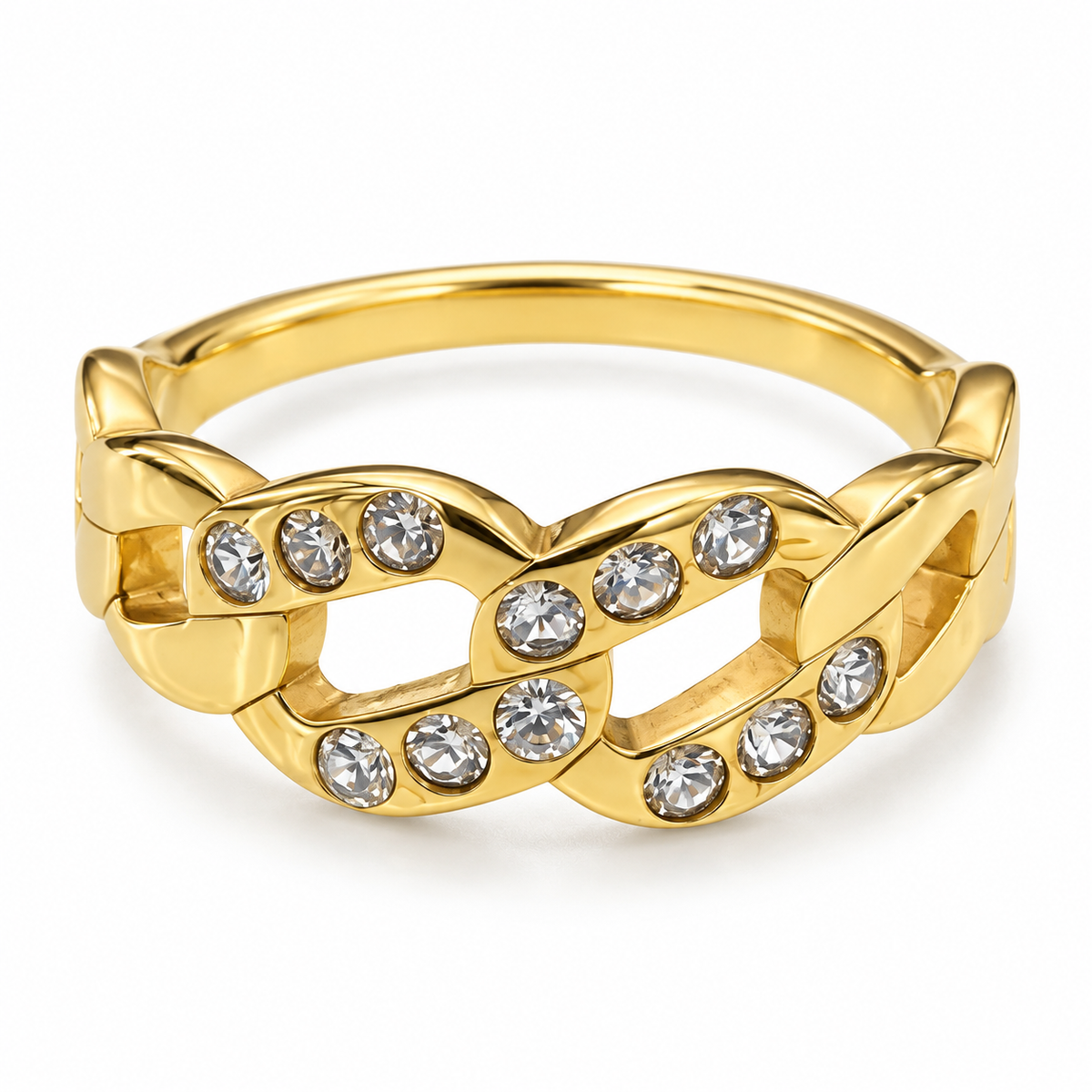 S.steel Sparkling Chain Link Ring