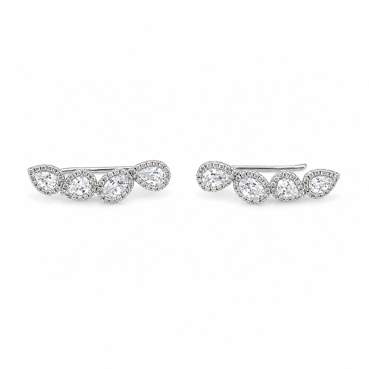 Crystal Leaf Ear Climber Earrings