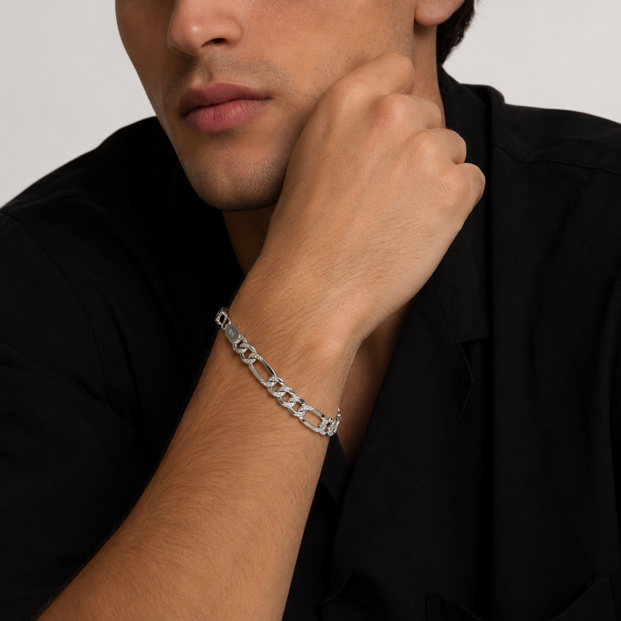 Silver 925 Figaro Chain Bracelet – Classic Italian Style