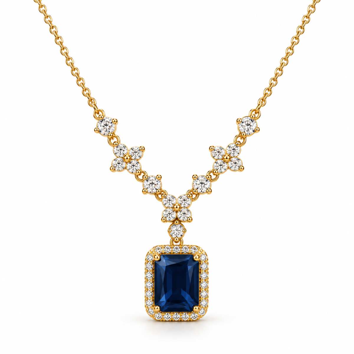 Midnight Blue Floral Pendant Necklace