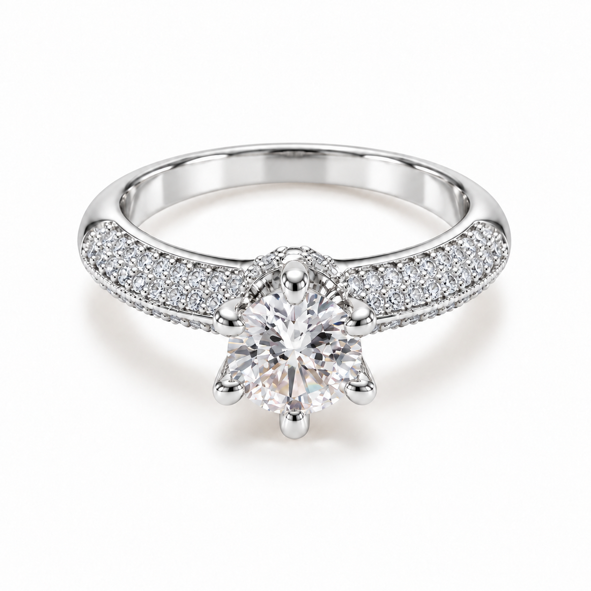 Royal Spark Solitaire Ring – Silver & Gold