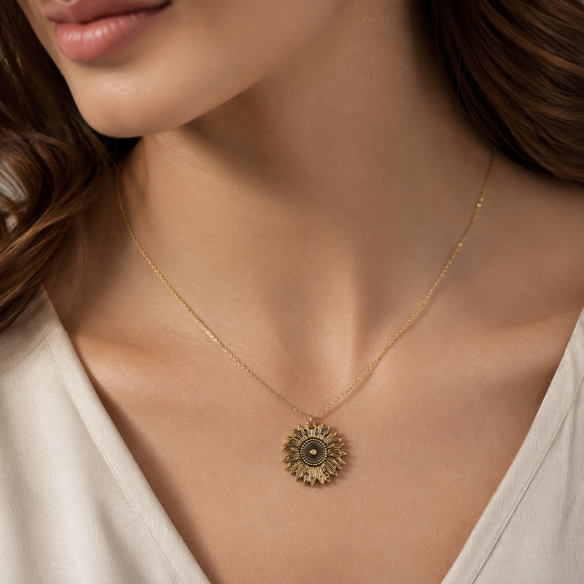 Sunflower Secret Locket Necklace