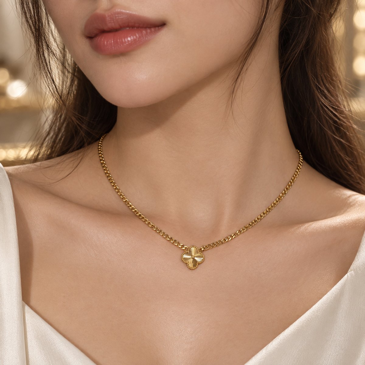 Vip clover Chain Golden Pendant Necklace