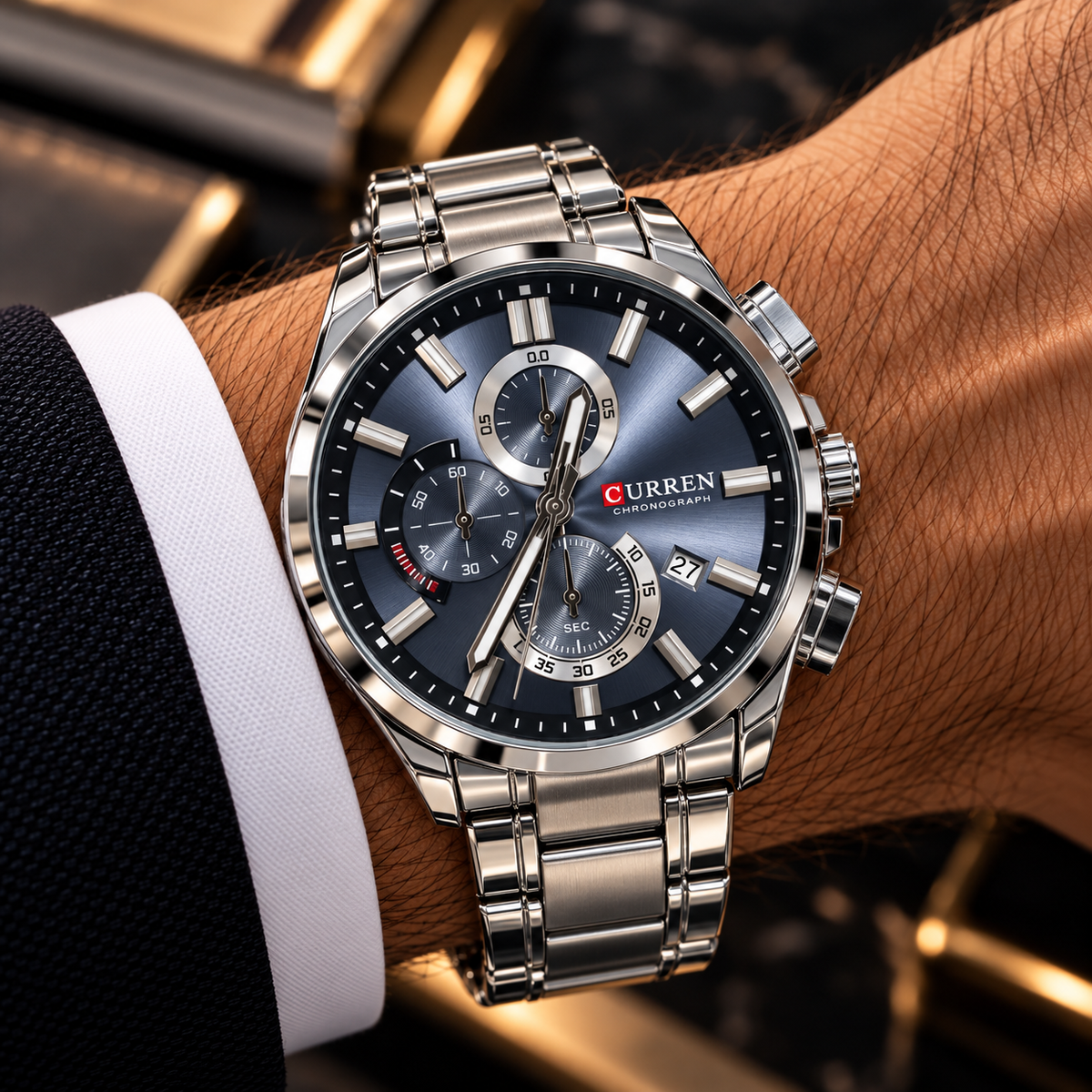 Curren chrono Blue Sunray Sport Watch(man)