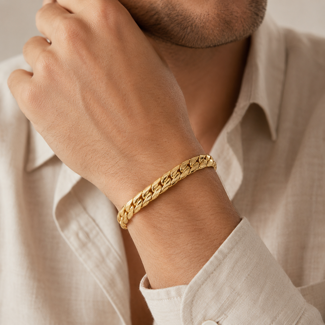 Semi-Bold Striated Bracelet(8mm-21cm)