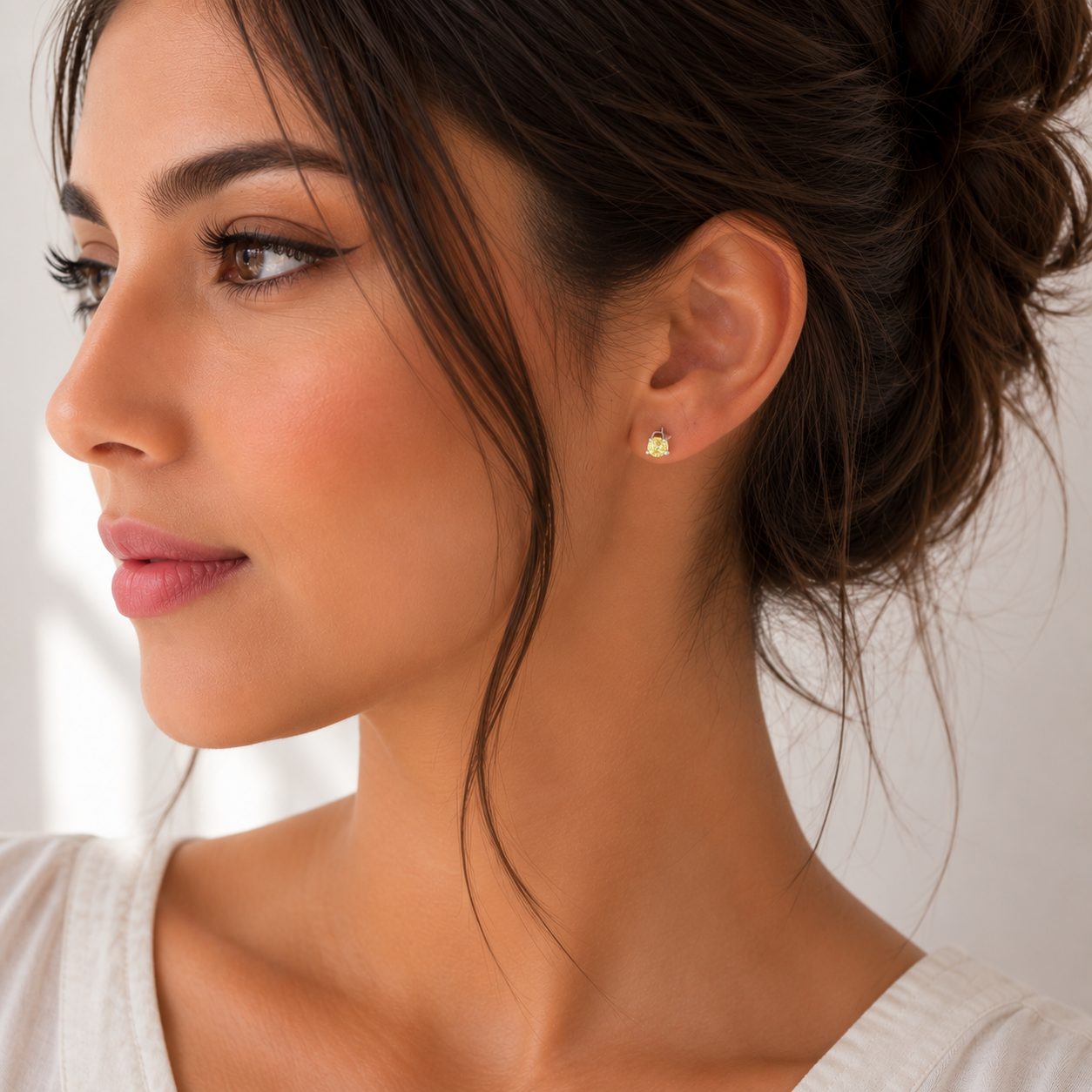 Yellow Crystal Stud Earrings