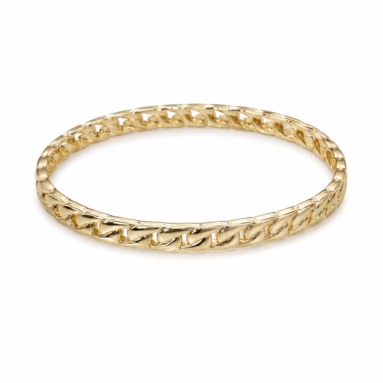 Slim Cuban Link Bangle – Minimal Gold Elegance