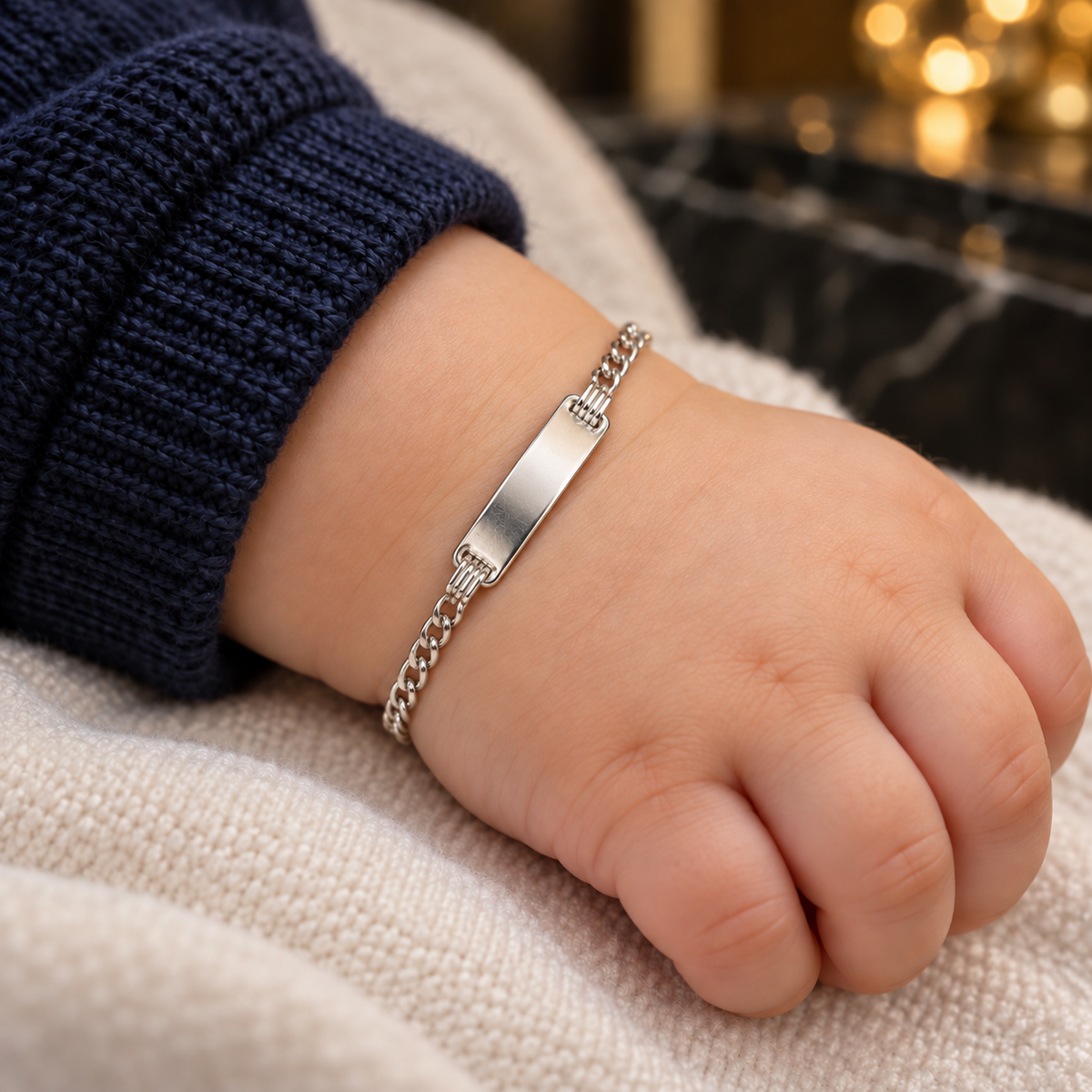 925 Sterling Silver Kids’ Curb Chain ID Bracelet(2.8g)