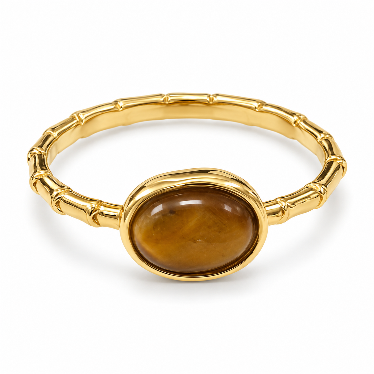 Brown Stone Bamboo Band Ring