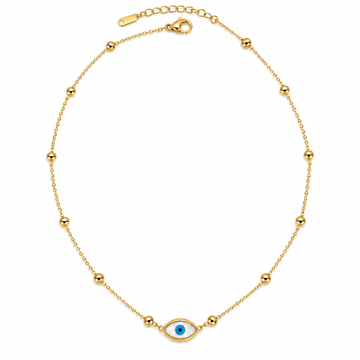 Mini Evil Eye Beaded Necklace – Gold Plated Protection Charm