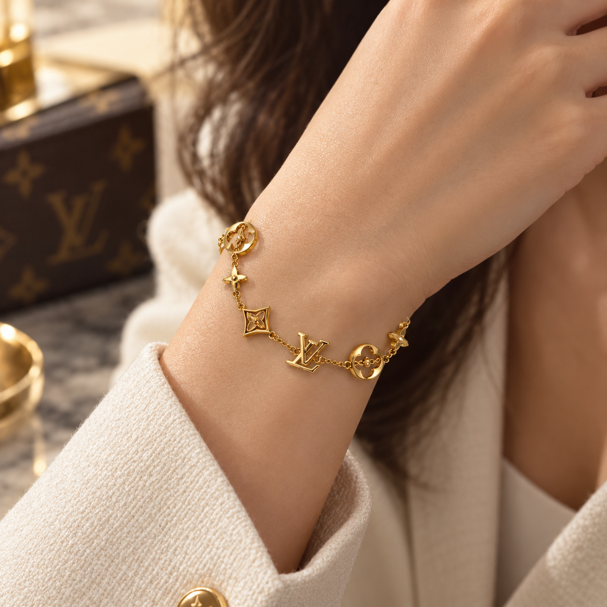 LV Icon Charm Bracelet – Pure Gold Elegance