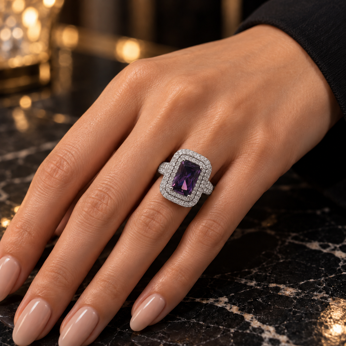 Royal Spark – Silver Gemstone Cocktail Ring