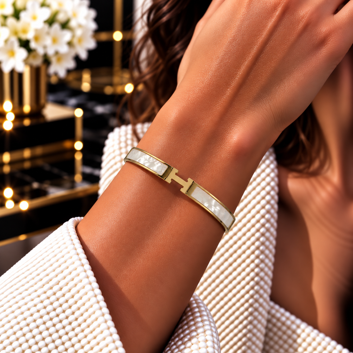 VIP H Enamel Interlock BANGLE – Multiple Colors
